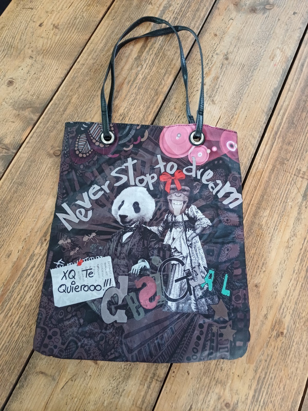 Desigual Shopper Tas met Dierenprint en Tekst, Ophalen of Verzenden, Gebruikt, Overige kleuren, Shopper