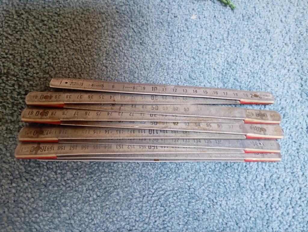 Vintage Duimstok 200 cm Gravemat England metaal, Ophalen of Verzenden