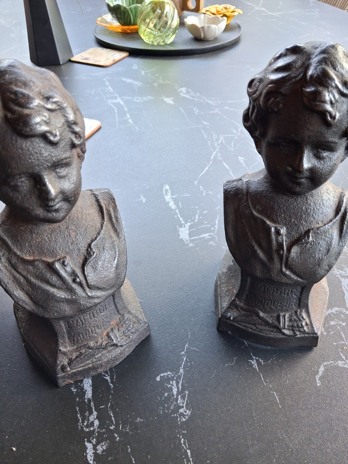 Vintage Gietijzeren Kinderhoofdjes (2 stuks), Antiek en Kunst, Ophalen of Verzenden