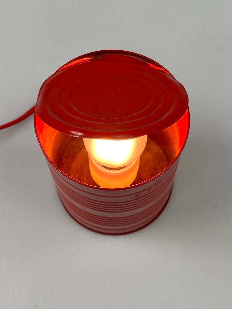 Vintage Rode Tin Can Lamp,  Vrieland Design, 1980's, Vrieland Design, Overige typen, Gebruikt, Overige merken
