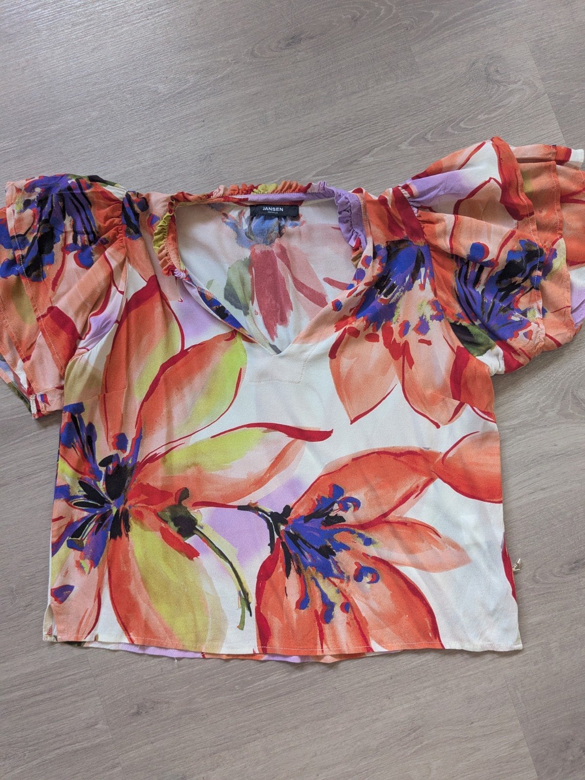 Jansen Amsterdam Blouse - Bloemenprint - Maat XL, Meerkleurig, Ophalen of Verzenden, Zo goed als nieuw, Maat 46/48 (XL) of groter