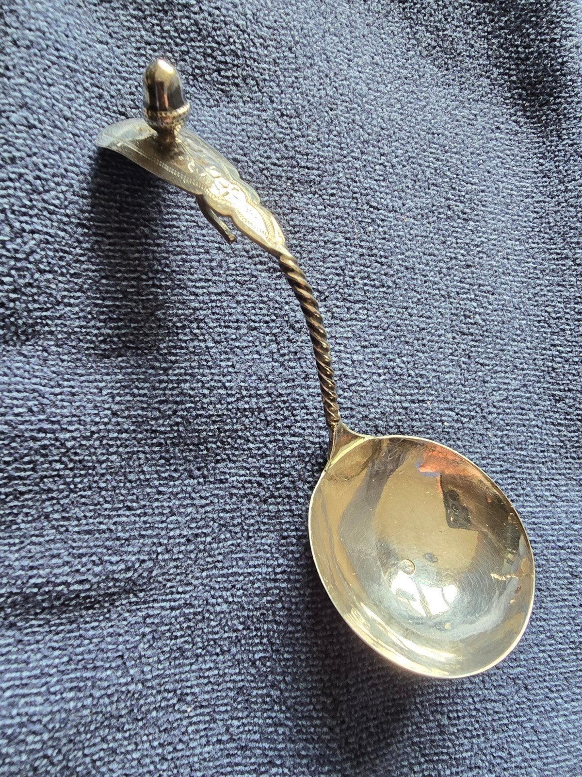 Antieke zilveren lepel met eikeldecoratie, Antiek en Kunst, Ophalen of Verzenden