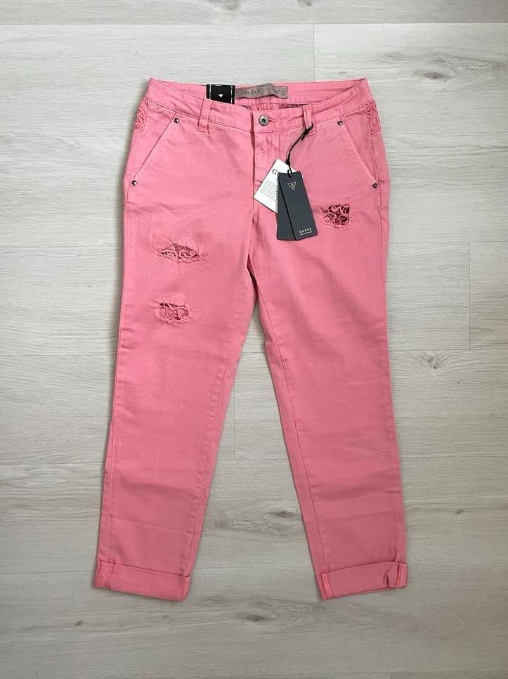Guess – Jeans met Kanten Details – Roze – Maat 26, Guess, Nieuw, Ophalen of Verzenden, Roze