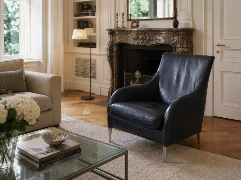 B&B Italia Florence fauteuil Antonio Citterio zwart leer, Huis en Inrichting, Ophalen, Gebruikt, Leer, 75 tot 100 cm