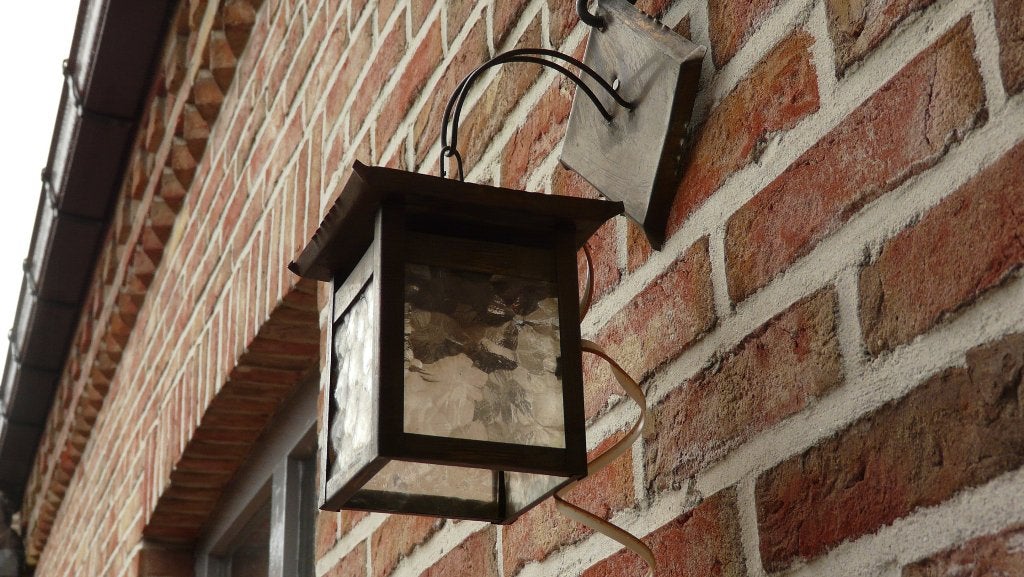 Vintage wandlampje - ijzer - handgemaakt - jaren vijftig, Ophalen of Verzenden, Gebruikt, Glas, Wandlamp