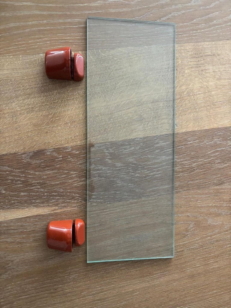 planchet glas plaat 40x15cm met muursteunen, Ophalen, Zo goed als nieuw