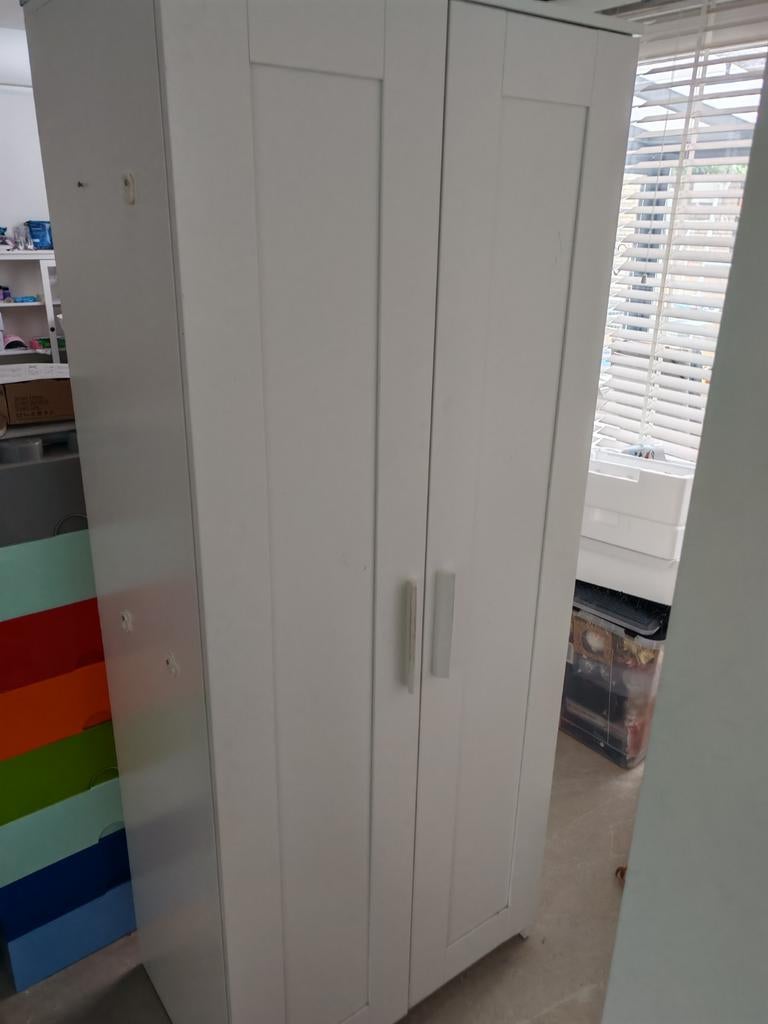 Witte kledingkast met planken en hangruimte, Ophalen, Met deur(en), 50 tot 100 cm, Zo goed als nieuw