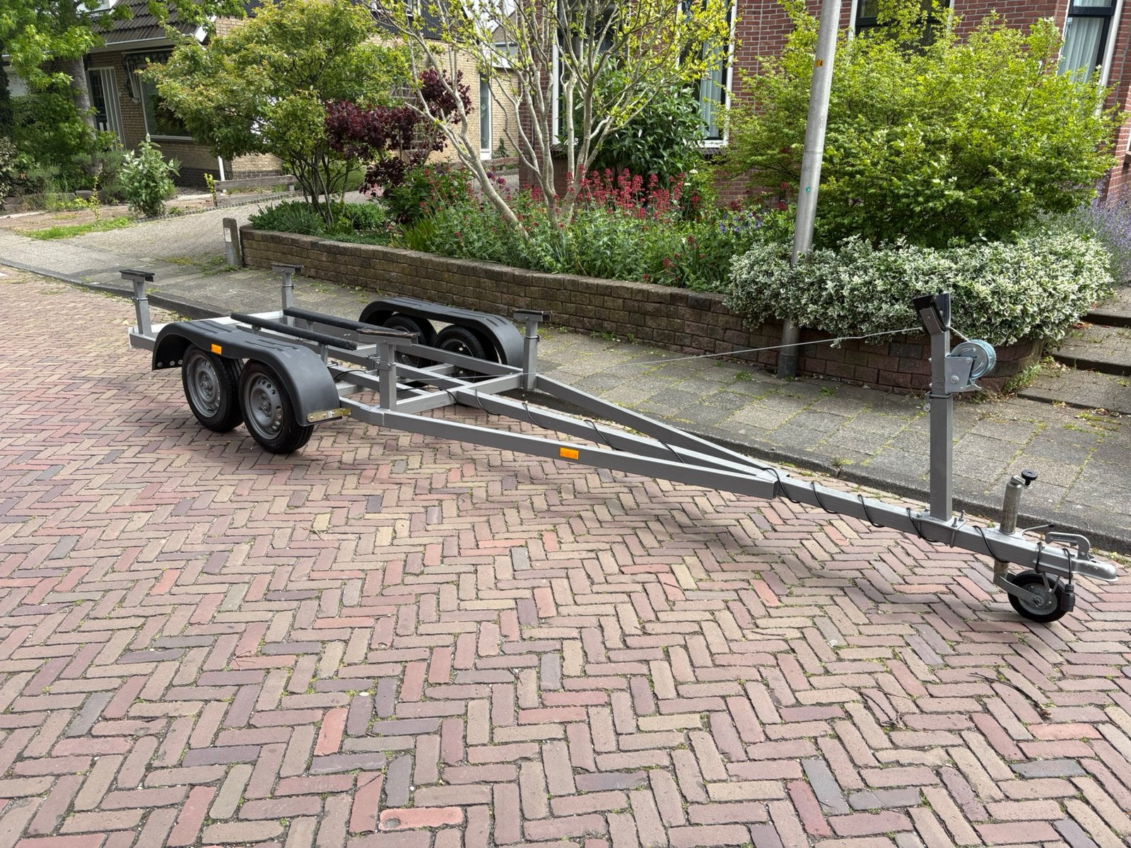Dubbelasser boot trailer tandemasser motorboot 5,80 M 2 Ton., Watersport en Boten, Boottrailers, Ophalen, Gebruikt, 1500 tot 3000 kg