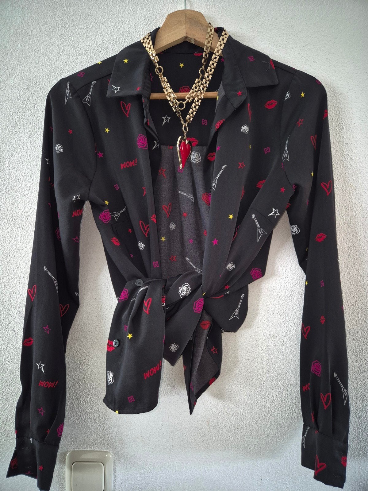 Leuk print blousje Nikkie maat xs hartjes, Nikkie, Verzenden, Nieuw, Zwart