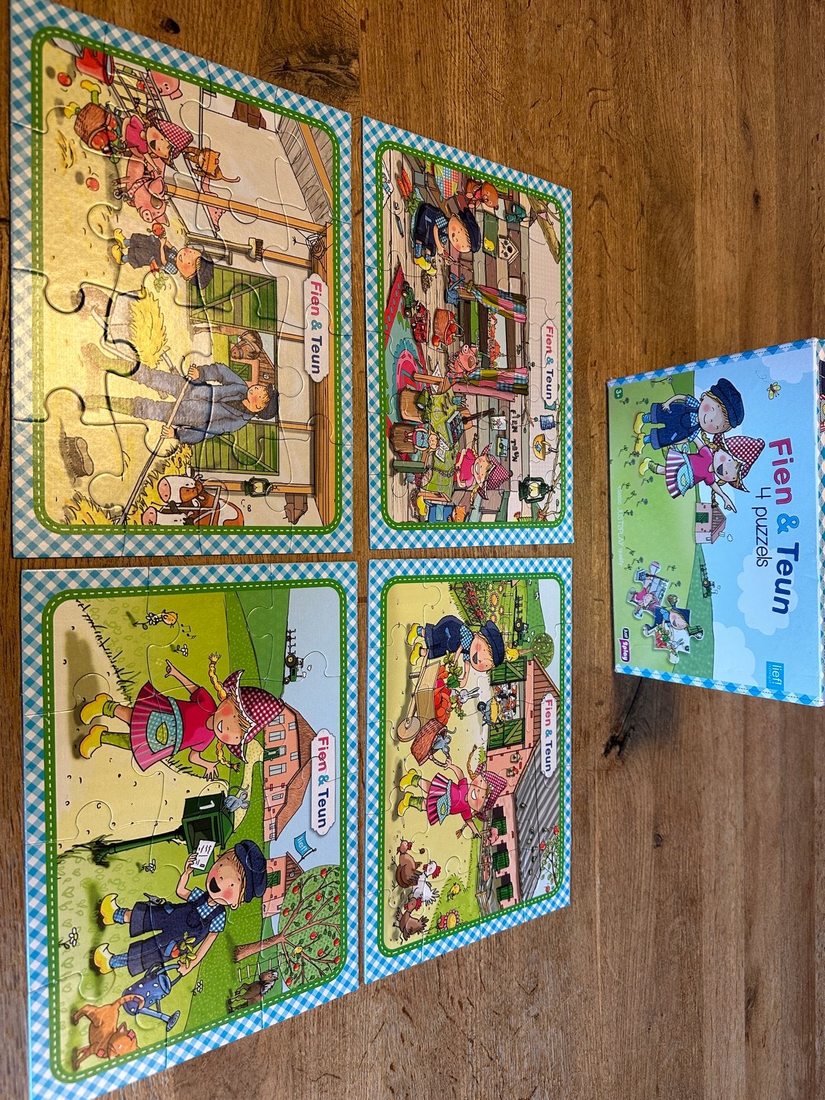 Fien & Teun Puzzels - 4 leuke kinderpuzzels, Ophalen of Verzenden, 10 tot 50 stukjes, Gebruikt, 2 tot 4 jaar