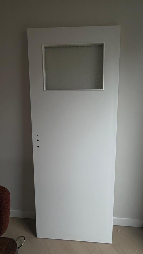 jaren 60 paneeldeur met glas, Ophalen, Minder dan 80 cm, Binnendeur, 200 tot 215 cm