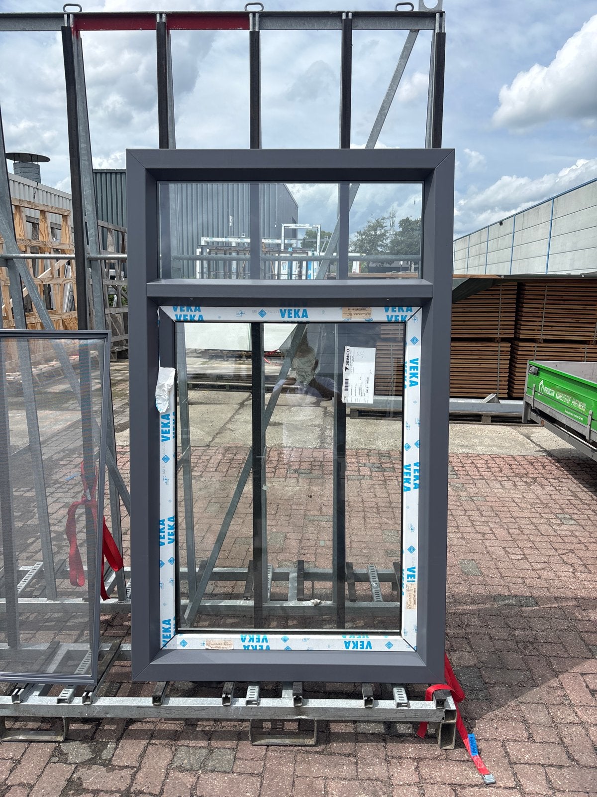 VEKA draaikiep incl glas ral 7015 grijs 1080 mm bij  1797 mm, Ophalen of Verzenden, Nieuw