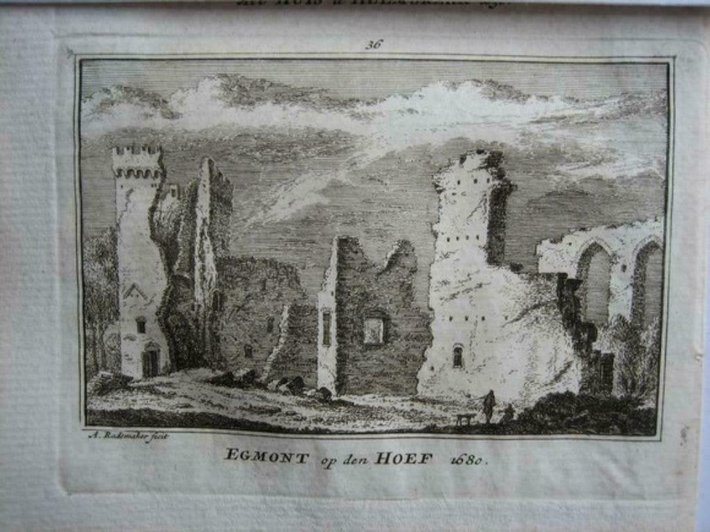 036 / Egmond op de Hoef kopergravure 18e Eeuw, Ophalen of Verzenden