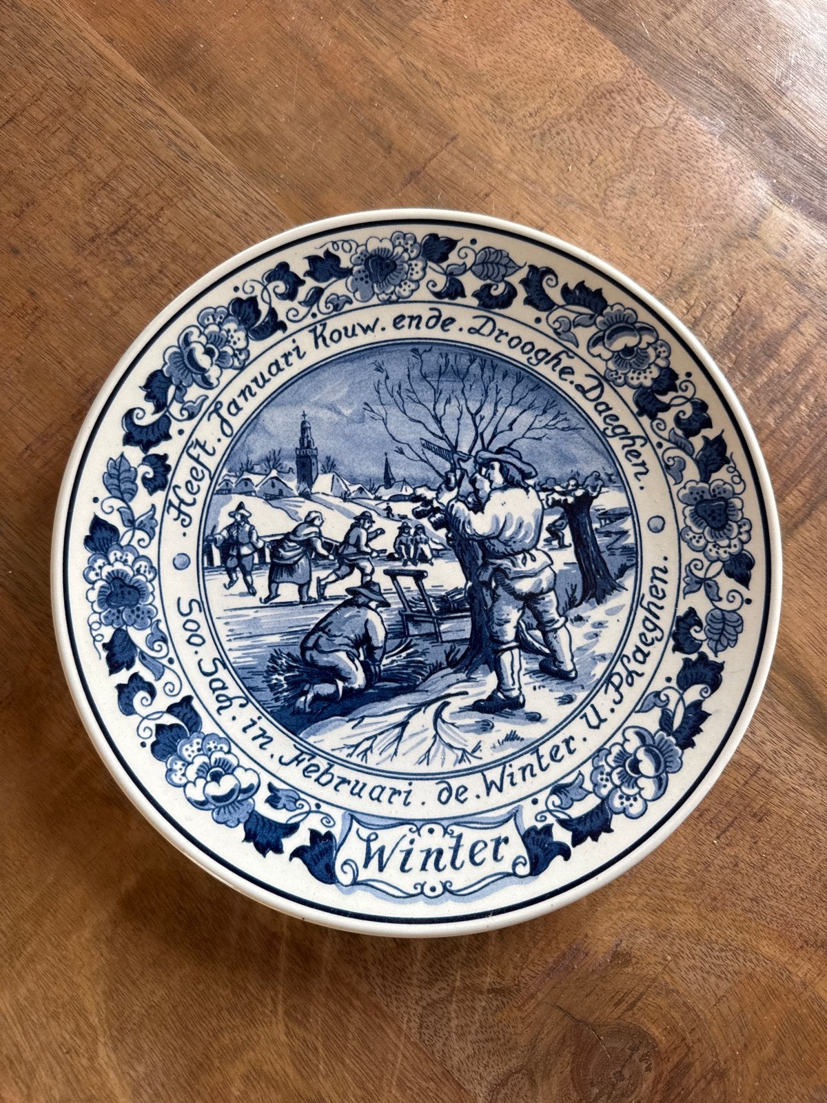 Echt Delftsblauw wandbord - alle seizoenen, Antiek en Kunst, Ophalen