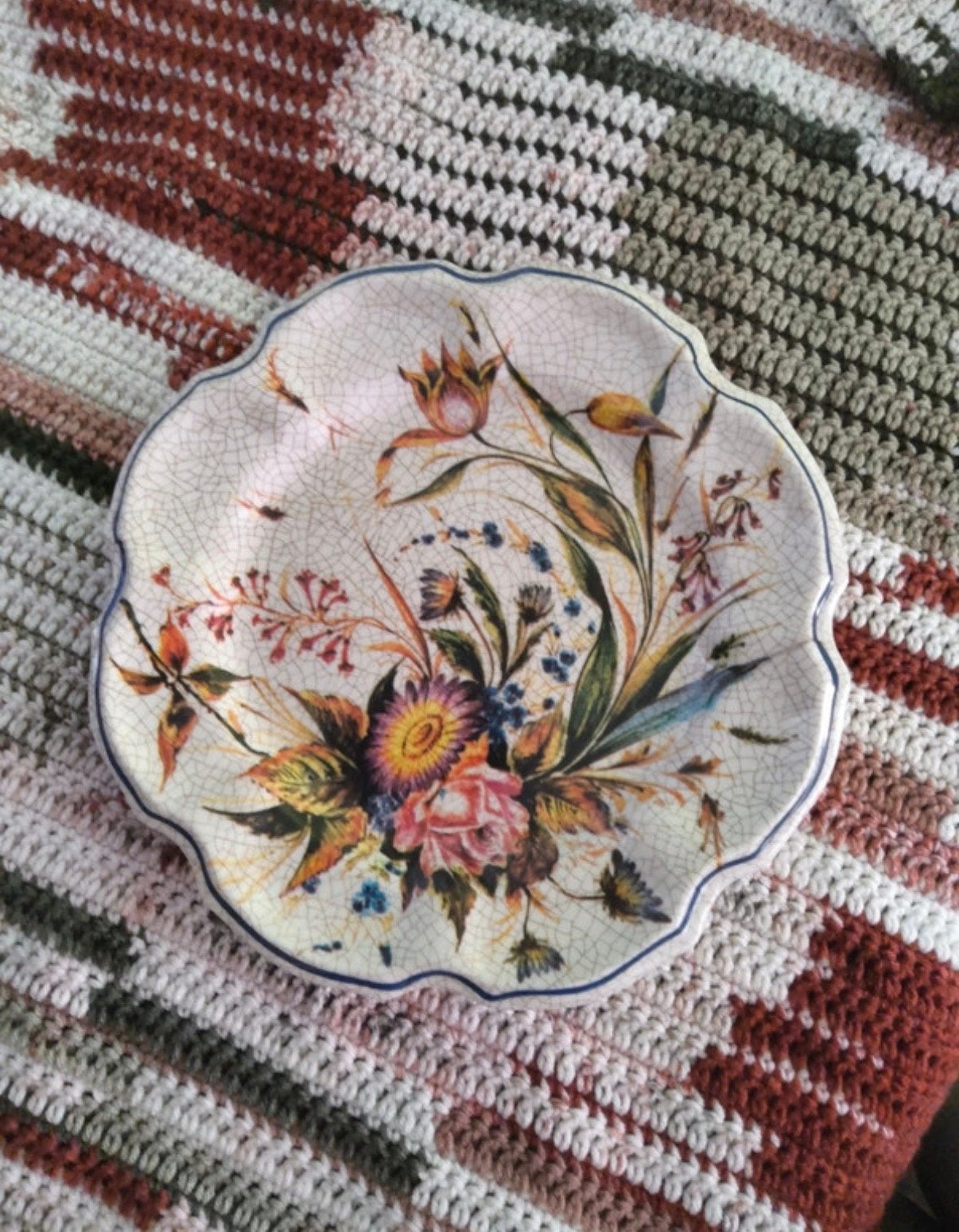 Vintage Decoratief bord met bloemmotief - Made in Italy, Ophalen of Verzenden