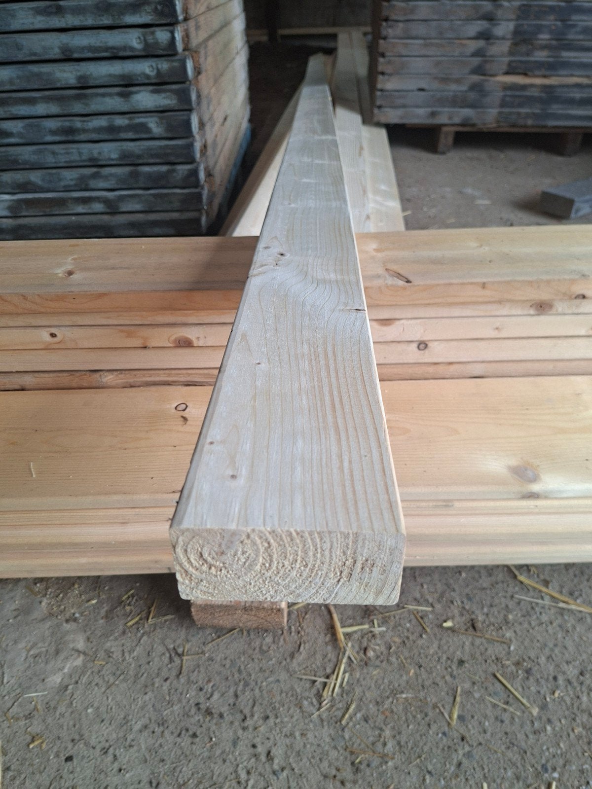 7 Vuren balken 44x94 mm, 4.8m lengte (B-keus), Ophalen of Verzenden, Gebruikt
