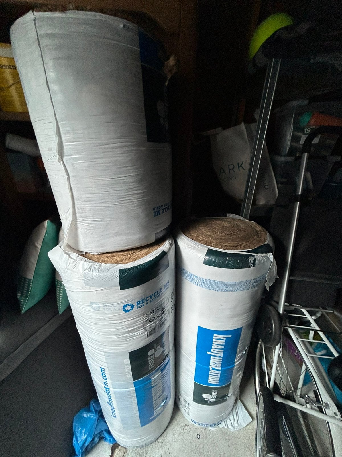 Knauf glaswol isolatie 180 mm – 5 rollen – 6,4 m², Ophalen, 12 cm of meer, Zo goed als nieuw, 15 m² of meer