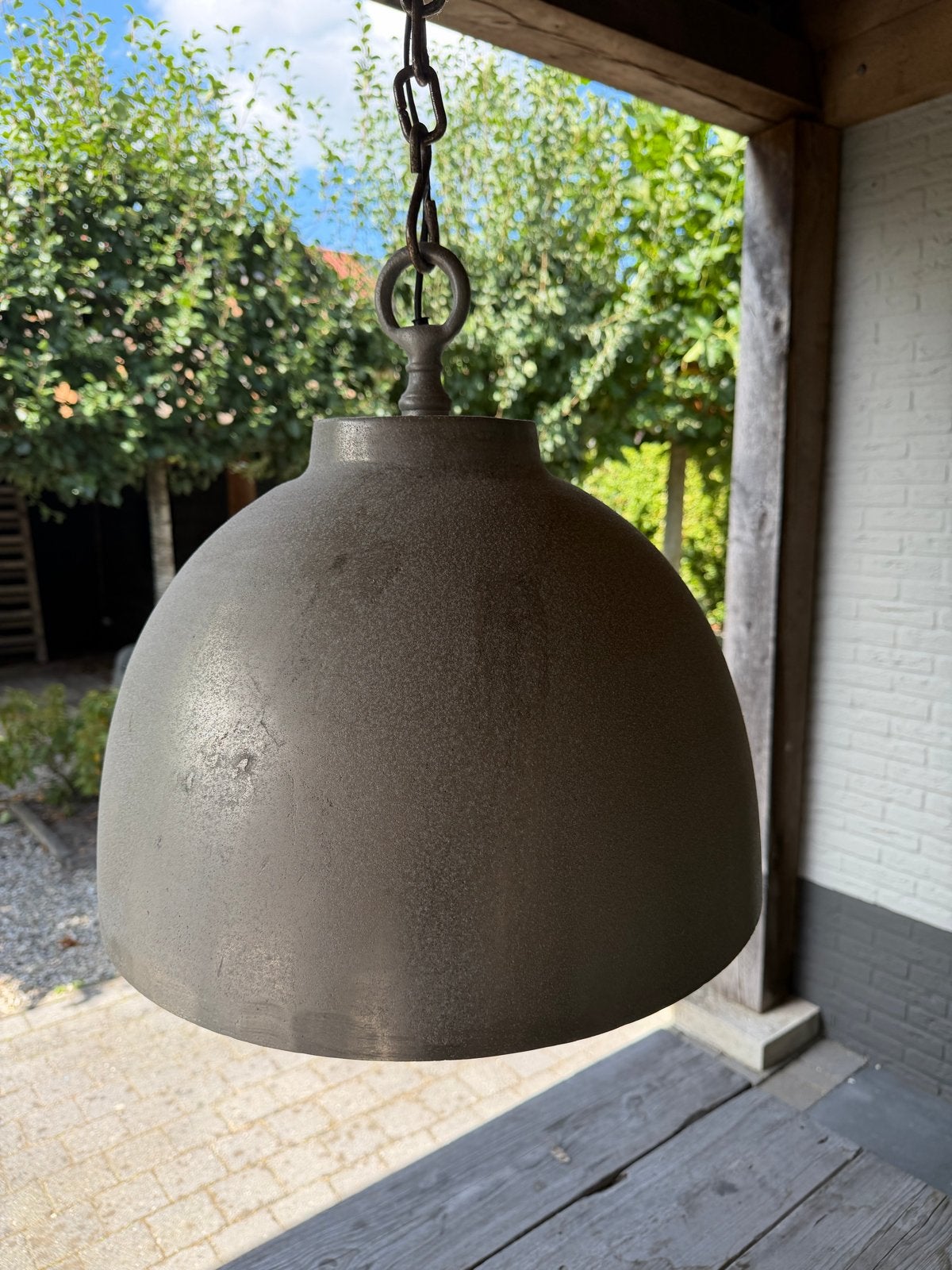 Zware gietijzeren lampen, ideaal voor buiten onder overkappi, Ophalen, Gebruikt, Metaal, E27 (groot)