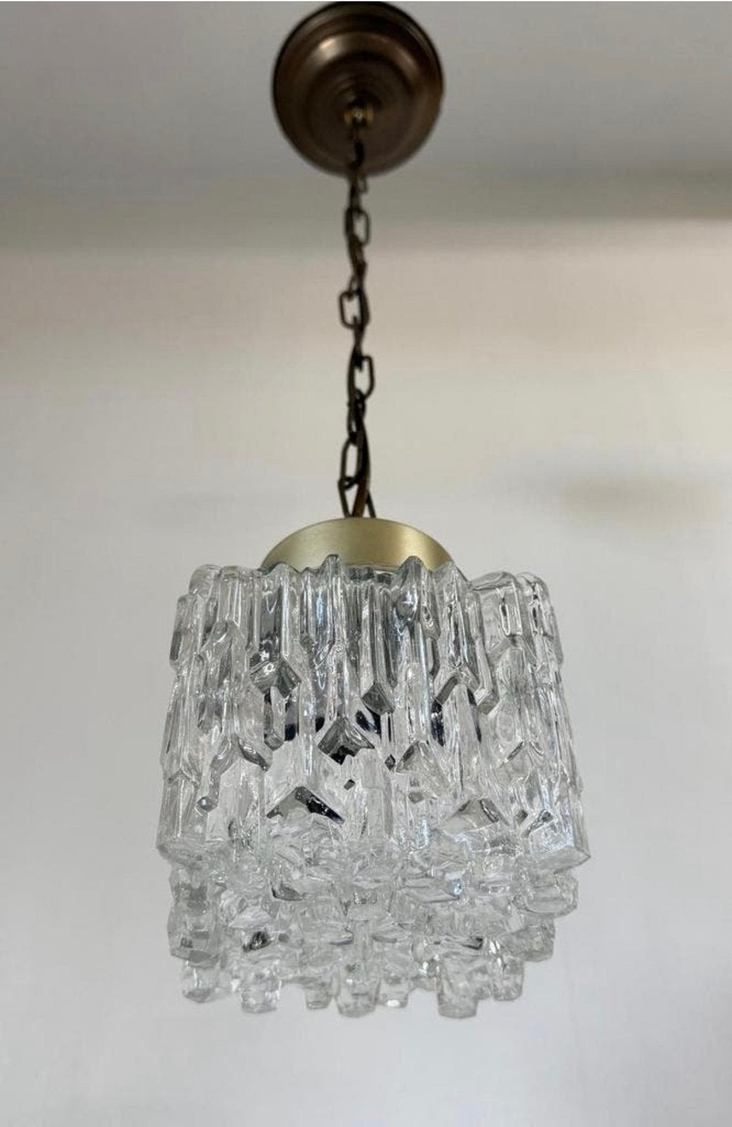Vintage heldere Ice Cube Helena Tynell hanglamp Mid Century, Ophalen of Verzenden, Gebruikt, Glas, Mid Century