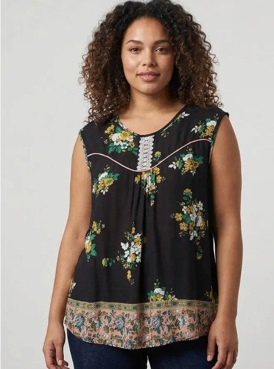 boho ibiza top zwart bloemen maat 50 / 52 PLUS SIZE Nieuw, Ophalen of Verzenden, Nieuw, Zwart, Shirt of Top