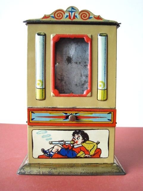 Cigaretten chocolade spaarpot blik Duitsland 1910, Verzamelen, Blikken, Ophalen of Verzenden, Zo goed als nieuw, Overige