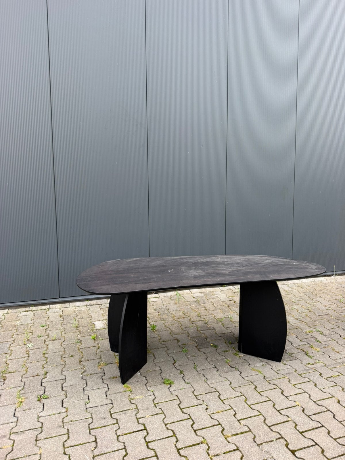 Organische donker eiken bruin 200 x 90 eettafel, Ophalen, 200 cm of meer, 50 tot 100 cm, Zo goed als nieuw