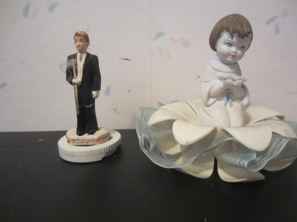 2 Vintage communiefiguurtjes (jongen + meisje) uit jaren ‘70, Ophalen of Verzenden, Gebruikt, Jongen of Meisje