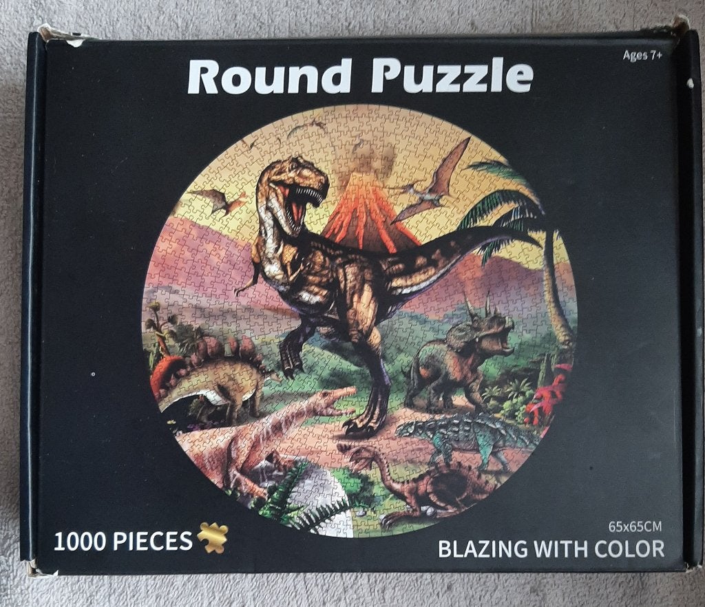 Legpuzzel Dino's (Ronde puzzel)(Blazing with colors puzzel), Ophalen of Verzenden, Minder dan 500 stukjes, Gebruikt, Legpuzzel