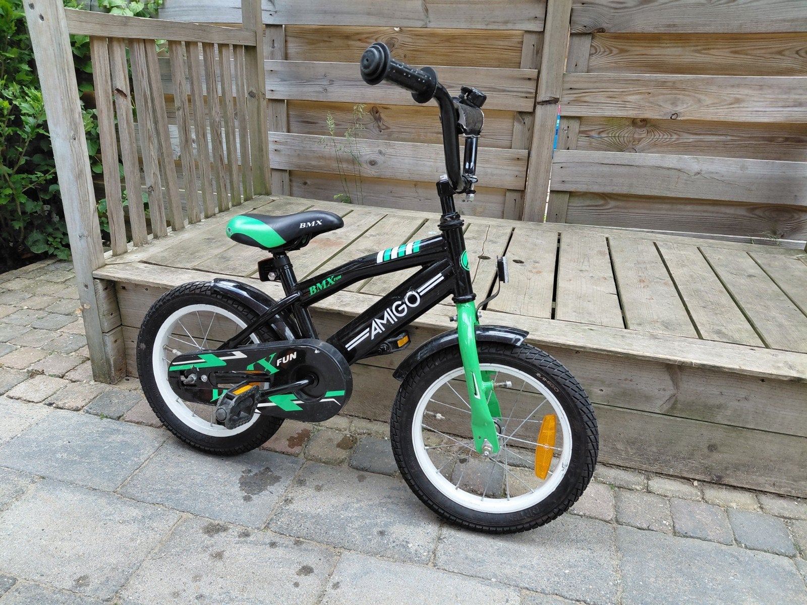 Amigo BMX Fun kinderfiets 14 inch, Fietsen en Brommers, Fietsen | Kinderfietsjes, Ophalen, Gebruikt, Minder dan 16 inch, Zijwieltjes