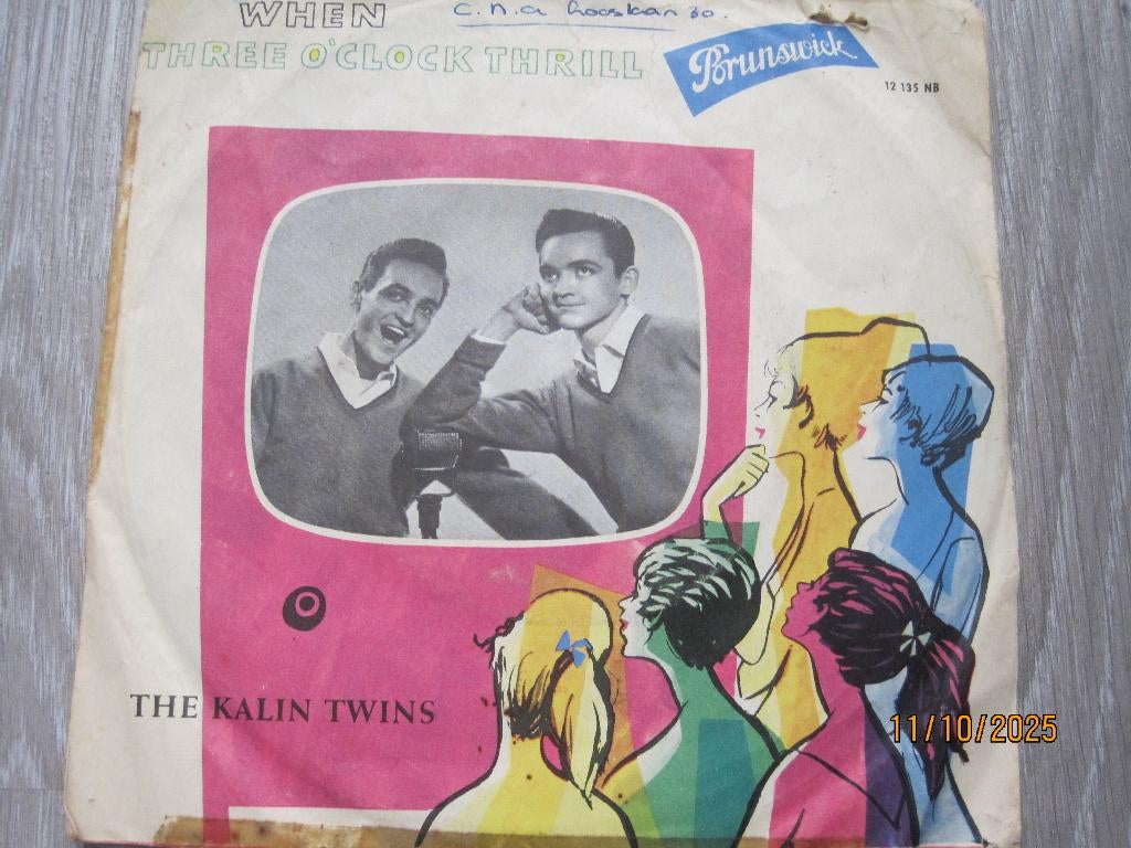The Kalin Twins  -  When  /  Three oçlock thrill, Cd's en Dvd's, Vinyl Singles, Gebruikt, 7 inch, Single, Ophalen of Verzenden