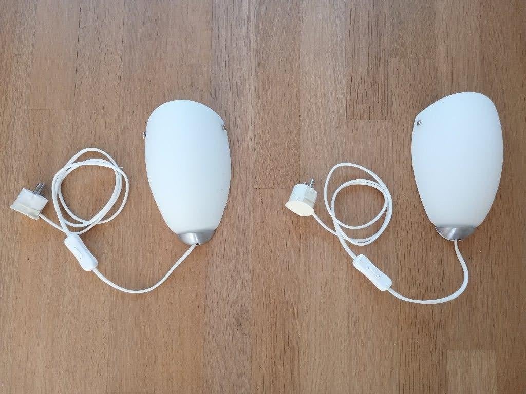 2 wandlampjes, Ophalen of Verzenden, Gebruikt, Met schakelaar, Wit