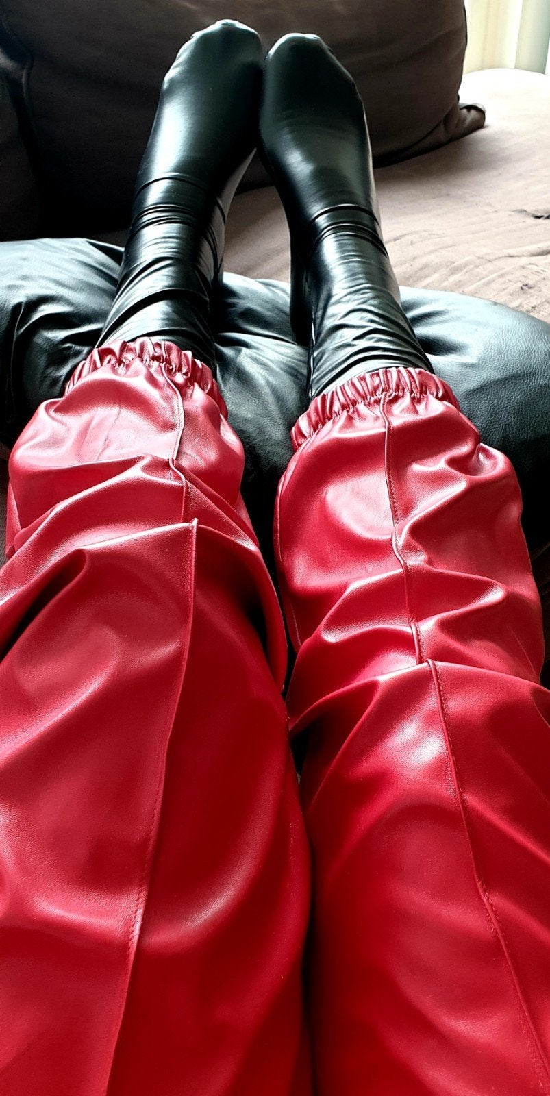 Pu rode leren jogger, pu hemd, pu sokken, Verzenden, Nieuw, Maat 56/58 (XL), Rood