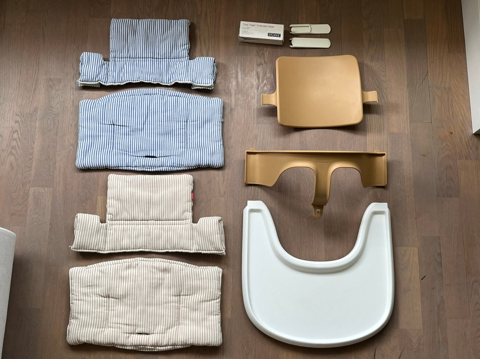 Stokke Tripp Trapp babyset + tray + kussensets +ext. gliders, Kinderen en Baby's, Ophalen, Gebruikt, Meegroeistoel