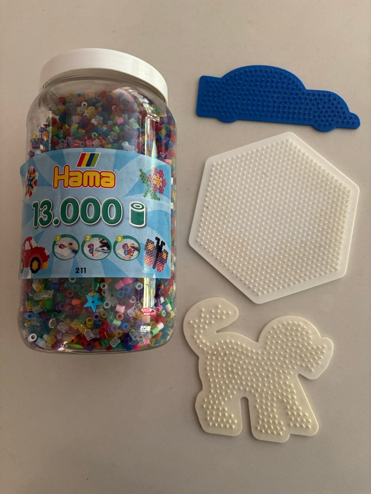 Hama glitter strijkkralen set 13.000 kralen met grondplaten, Ophalen of Verzenden, Zo goed als nieuw, Knutselen