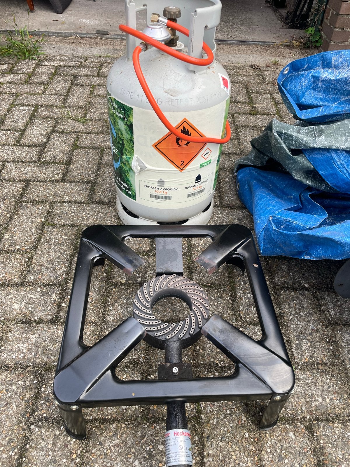 Hockerkook gasbrander met gasfles (12,5 kg butaan), Ophalen, Zo goed als nieuw