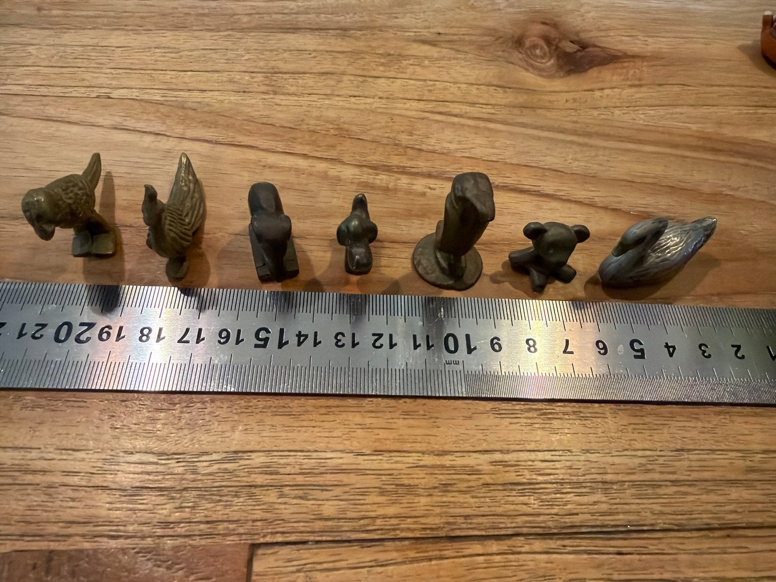 Verzameling van 7 kleine messing dierenbeeldjes, Ophalen of Verzenden, Gebruikt, Overige soorten, Beeldje of Figuurtje