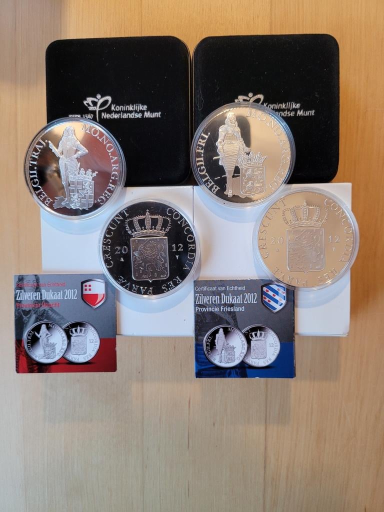 Zilveren dukaat 2012 25 gram netto zilver proof certificaat, Ophalen of Verzenden, Koningin Beatrix, Overige waardes, Zilver