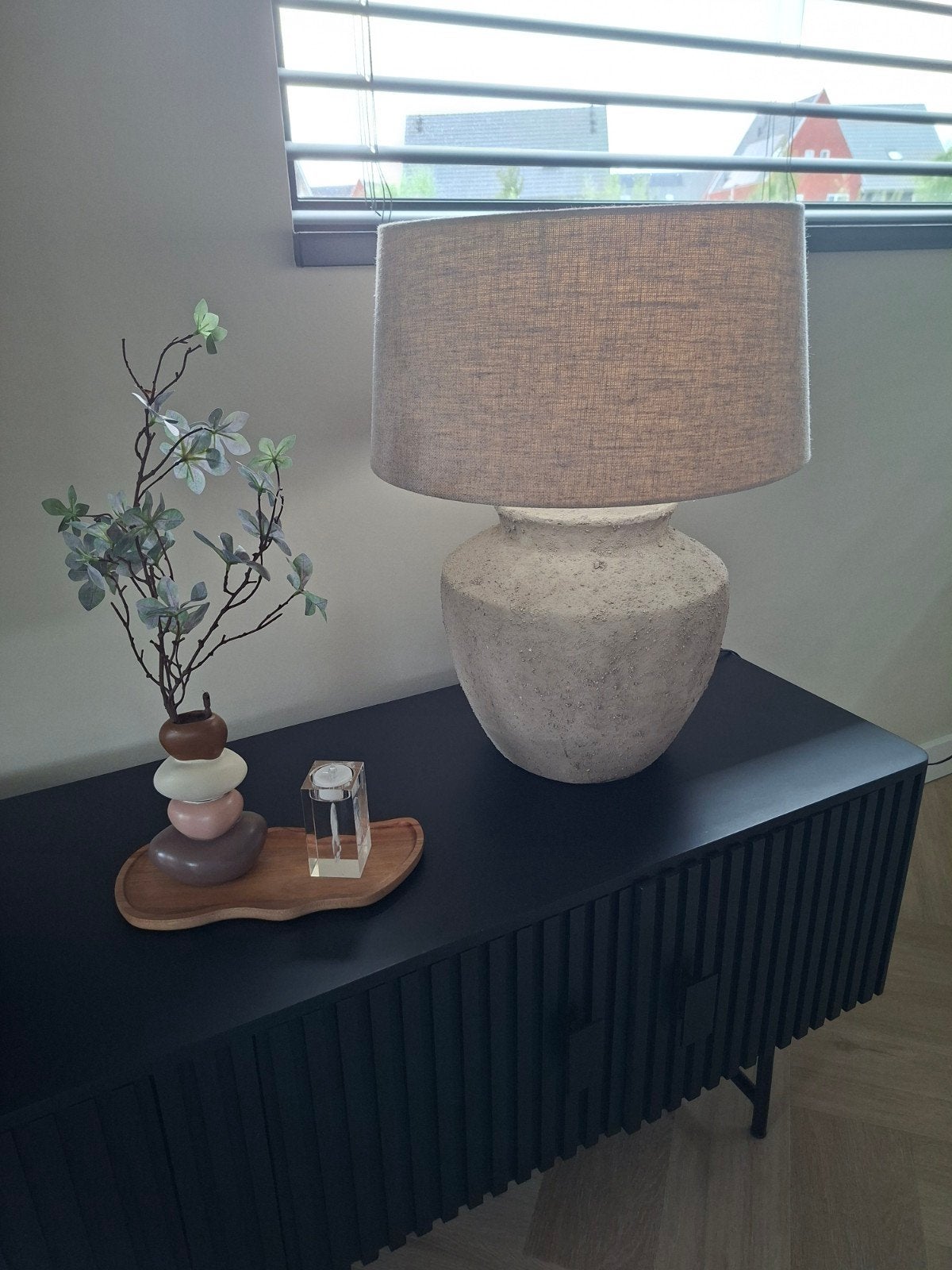 Grote tafellamp, Ophalen, Tafellamp, Beige, Rond
