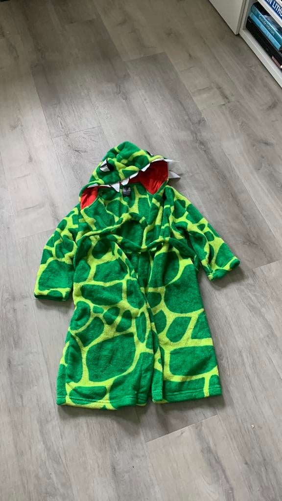 Kinder  fleece badjas dino  maat 122/128, Ophalen, Gebruikt