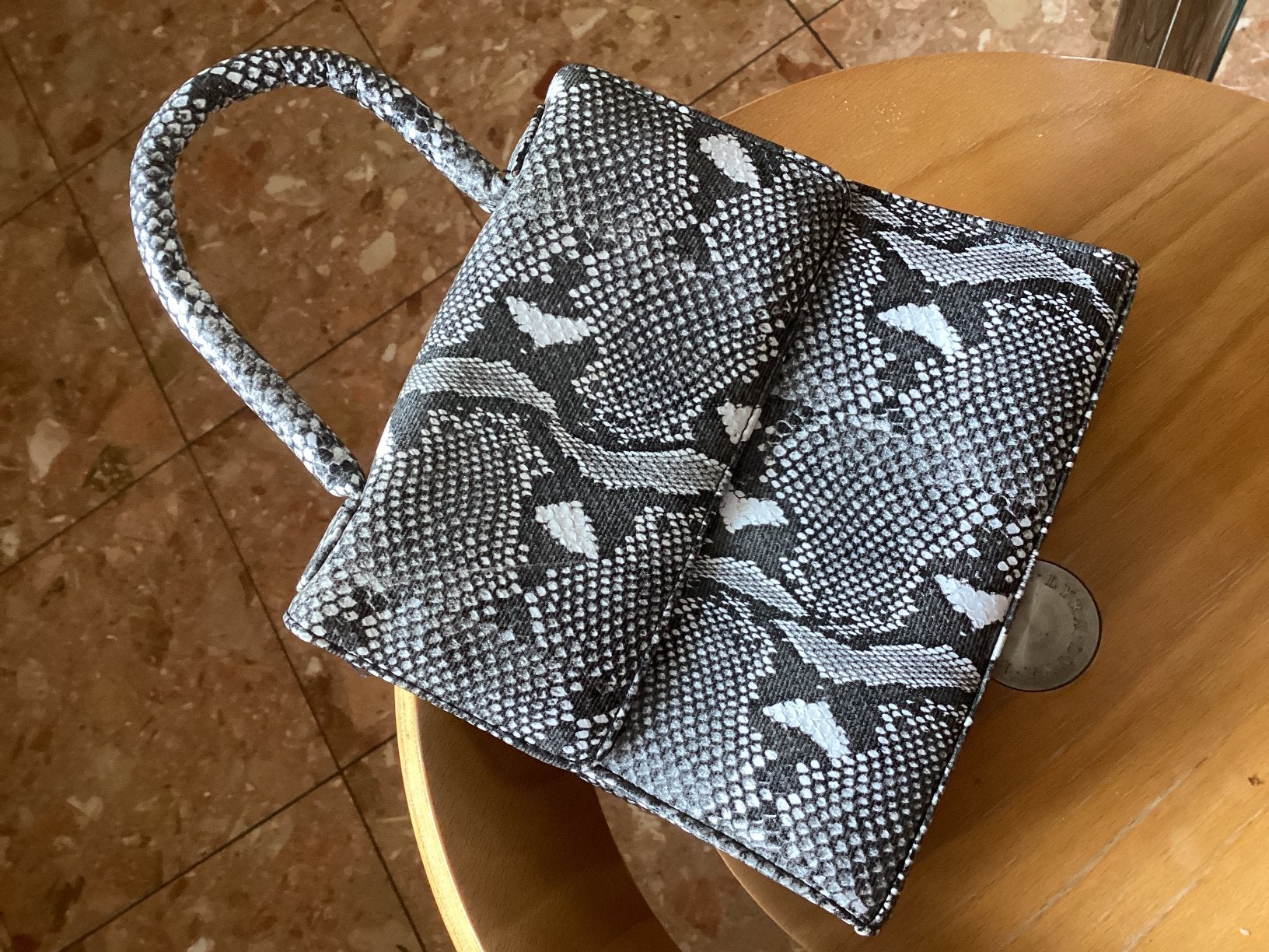 Slangenprint hand schouder tas, Sieraden, Tassen en Uiterlijk, Ophalen of Verzenden, Zo goed als nieuw