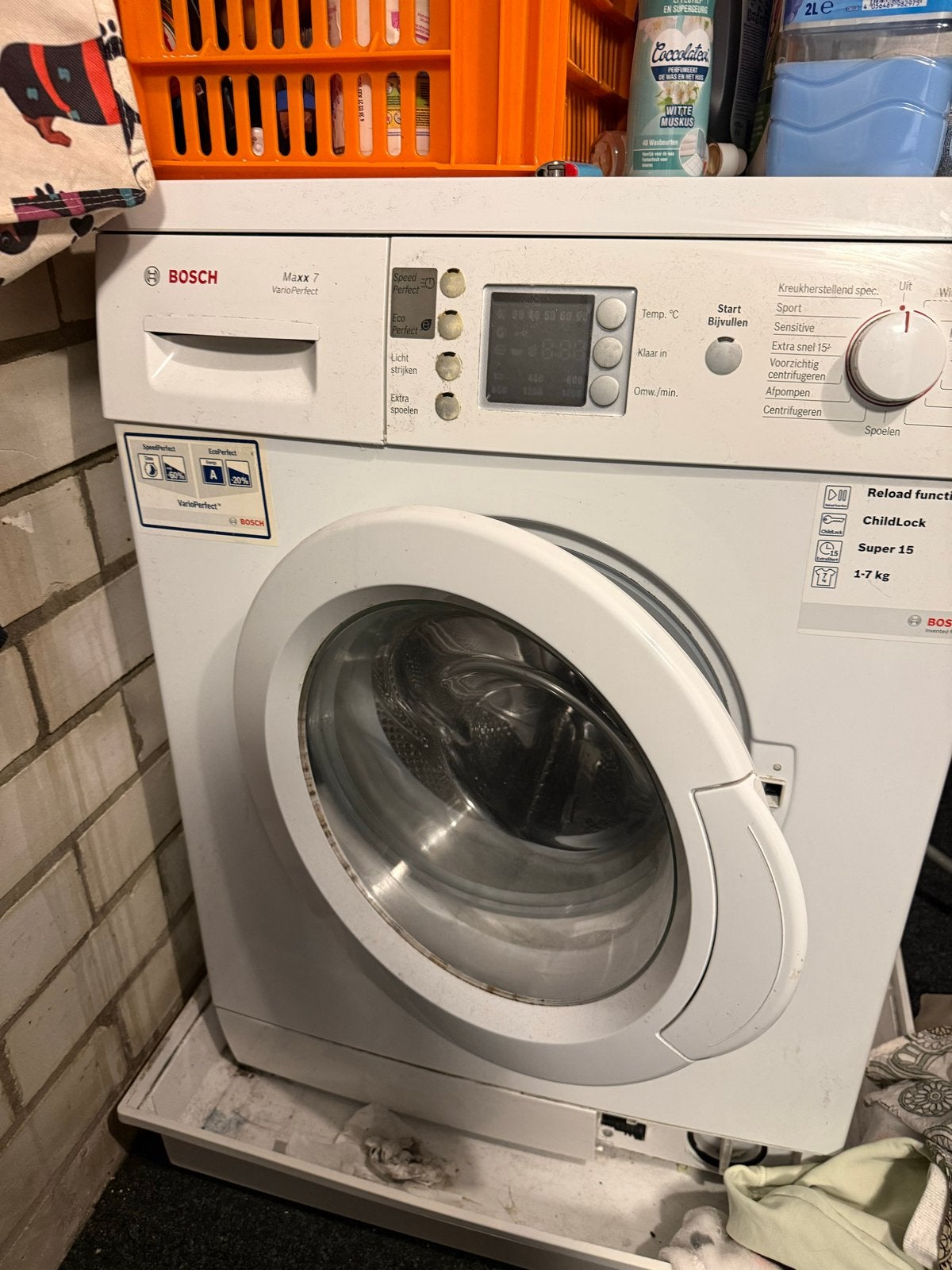 Bosch Maxx 7 VarioPerfect Wasmachine - 7kg, Ophalen, Gebruikt, Voorlader, Kort programma