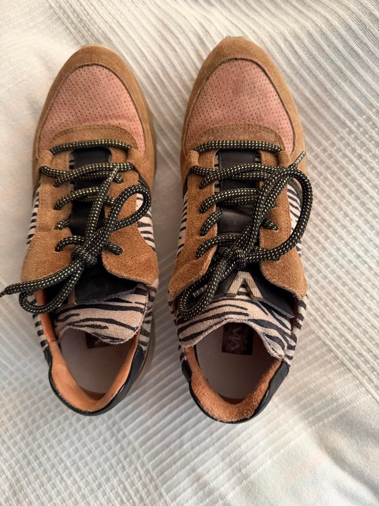 VIA VAI Sneakers Maat 41 Leer Suède Zebraprint, Kleding | Heren, Ophalen, Zo goed als nieuw