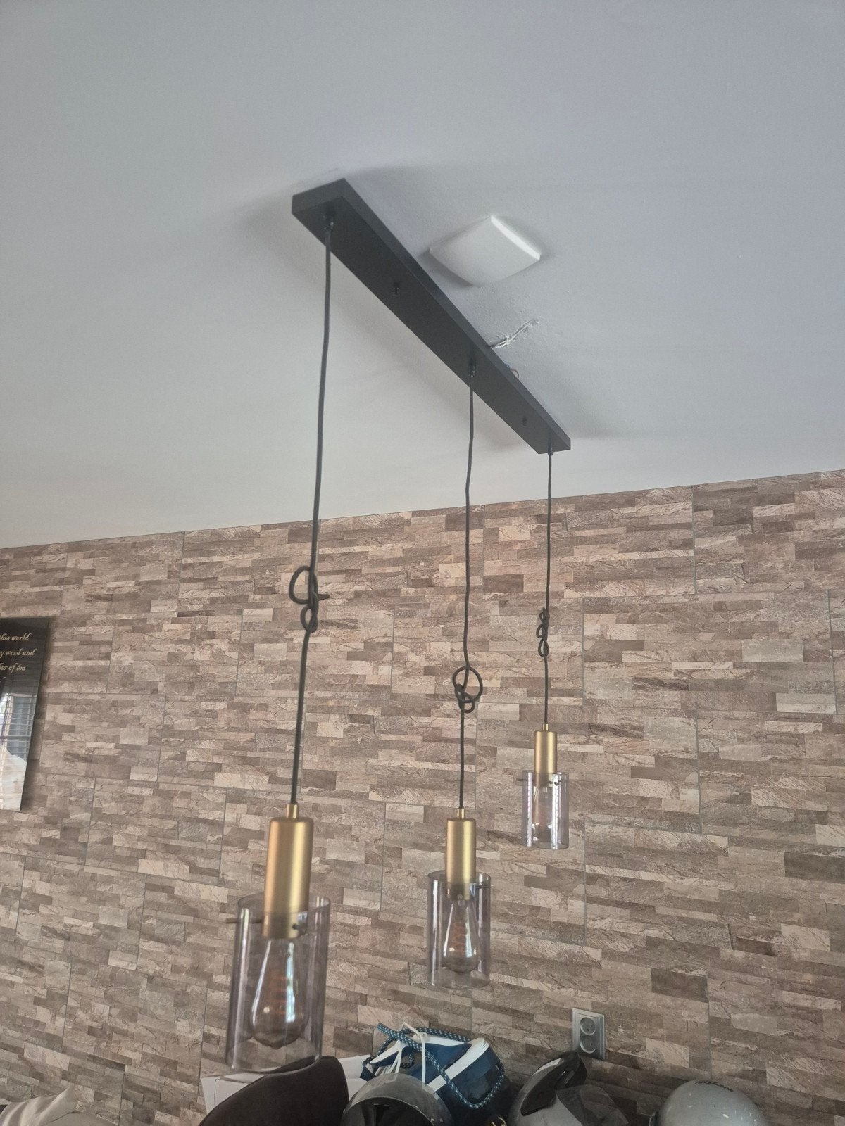 Moderne hanglamp met 3 glazen cilinders, Ophalen, Modern, Industrieel, E27 (groot), Zo goed als nieuw