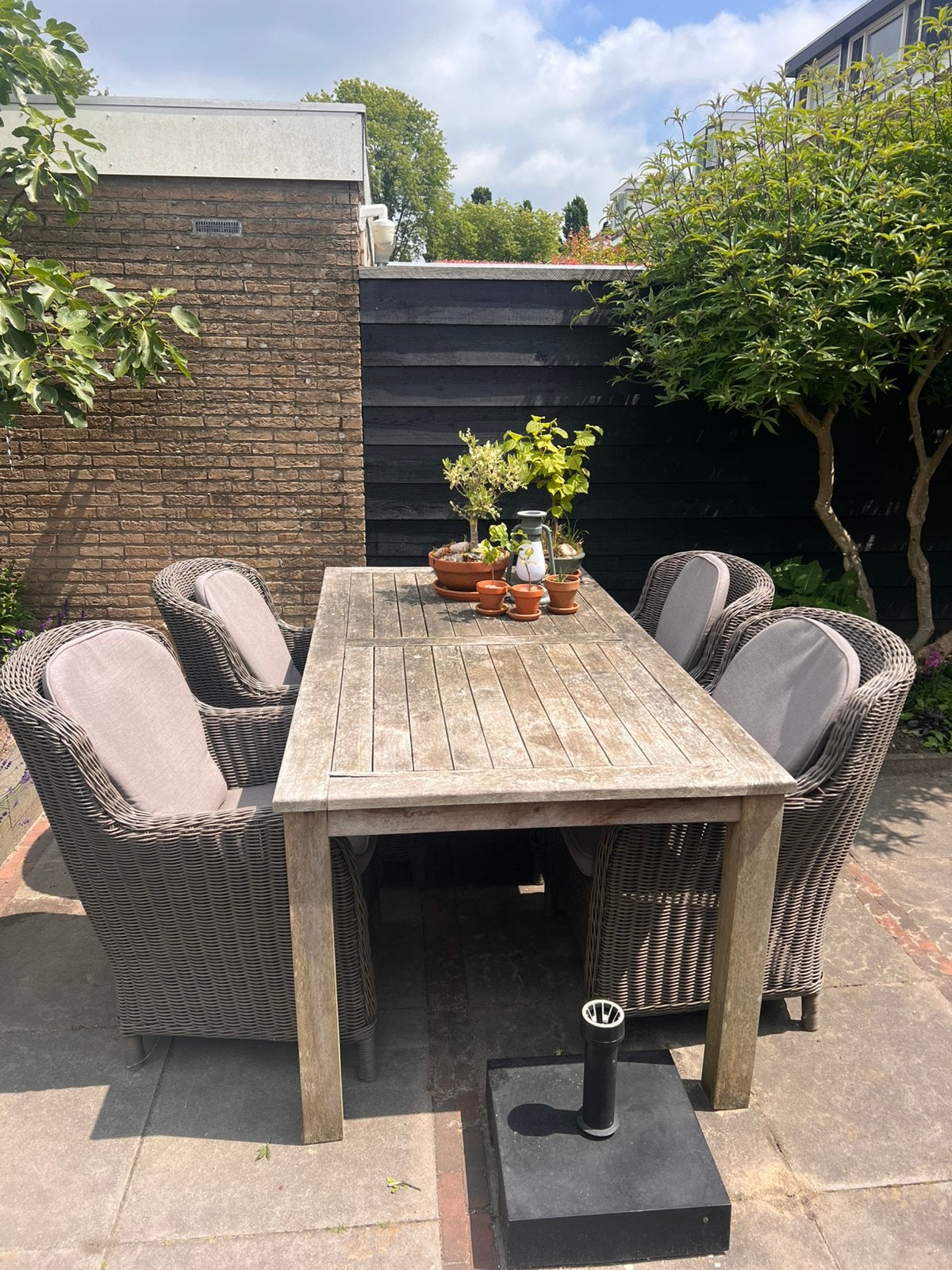 Teakhout tafel tuin - eventueel met stoelen, Tuin en Terras, Ophalen, Gebruikt, Eettafel, 6 zitplaatsen