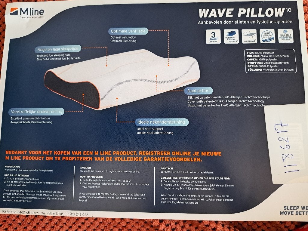Mline wave hoofdkussen nieuw, Ophalen, Eenpersoons, Wit, Nieuw
