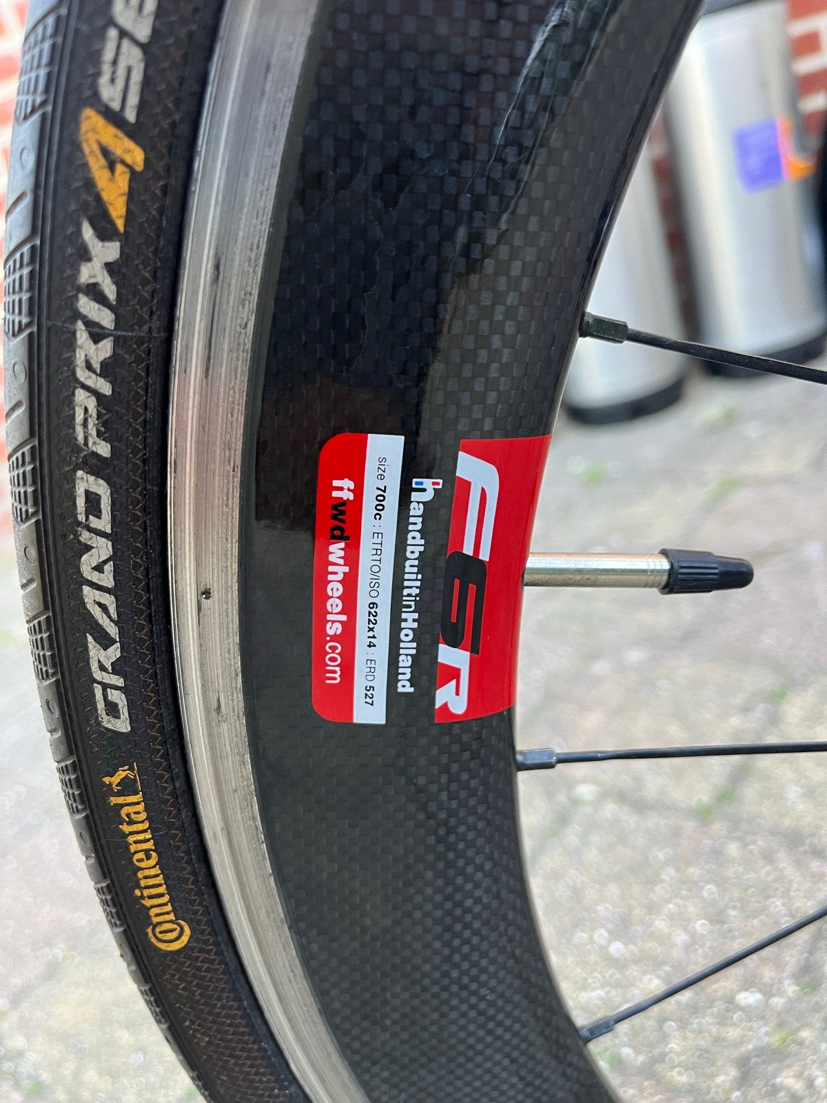 FFWD F4R Carbon Wielset met Continental Grand Prix Banden, Fietsen en Brommers, Fietsonderdelen, Zo goed als nieuw, Racefiets