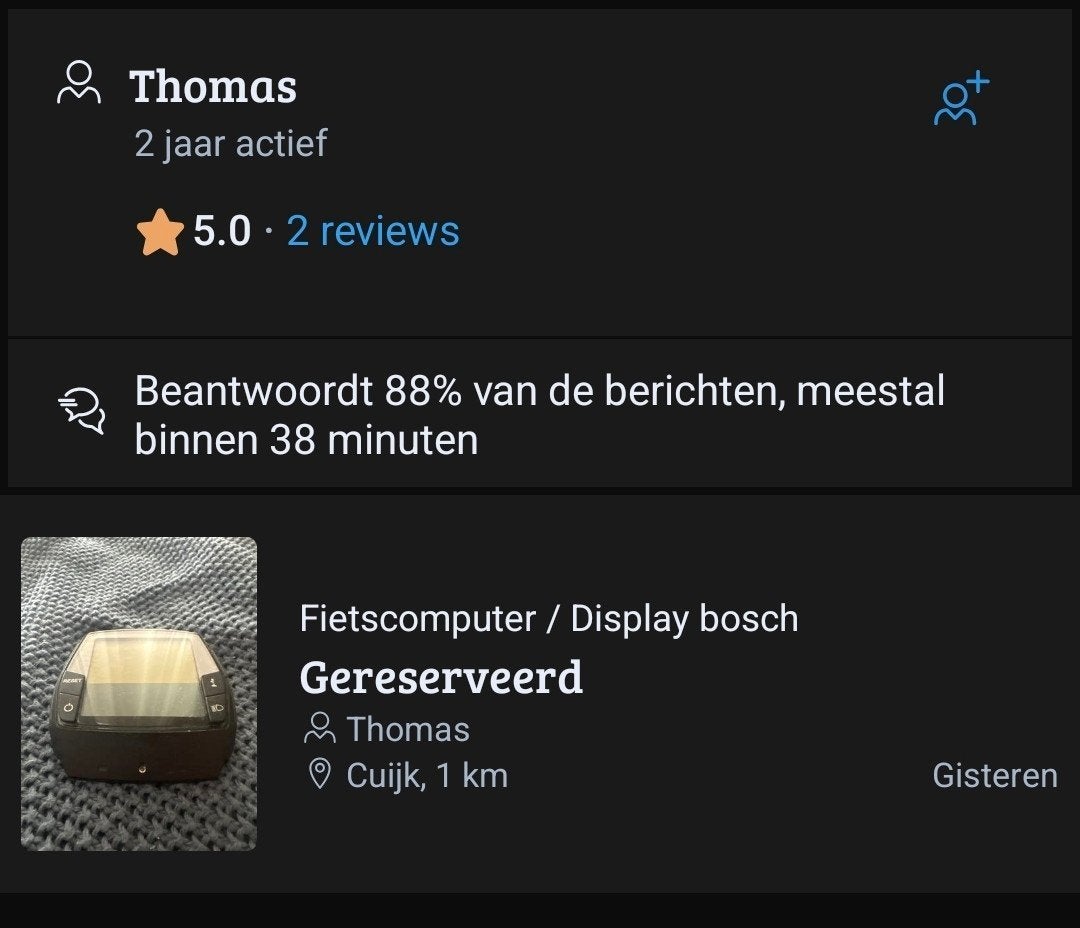 Fietscomputer / Display Bosch OPLICHTER Thomas, Fietsen en Brommers, Ophalen, Gebruikt