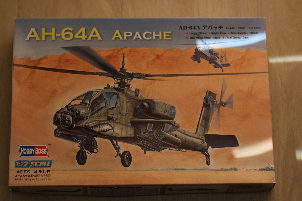 Hobby Boss AH-64A Apache Modelbouw Helikopter 1:72, Overige merken, 1:72 tot 1:144, Helikopter, Nieuw