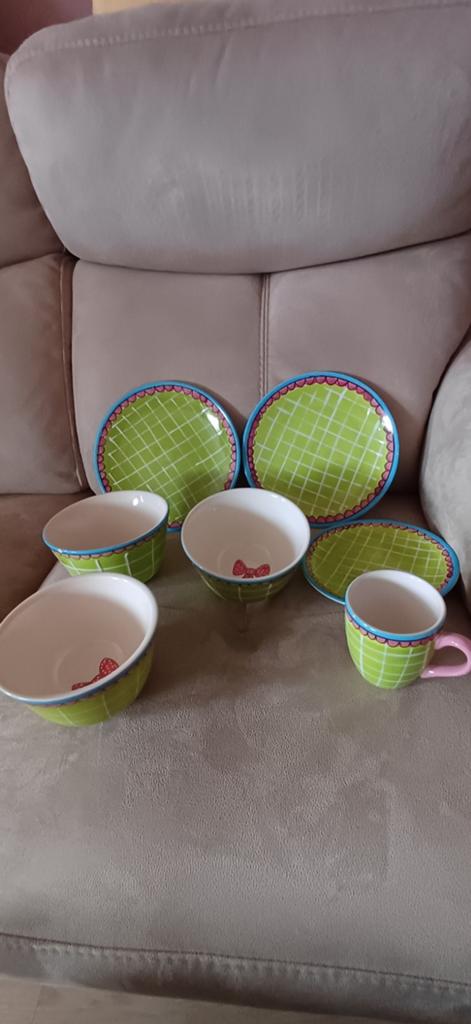 Blond Amsterdam servies groen met ruiten., Ophalen of Verzenden, Zo goed als nieuw, Aardewerk, Bord(en)