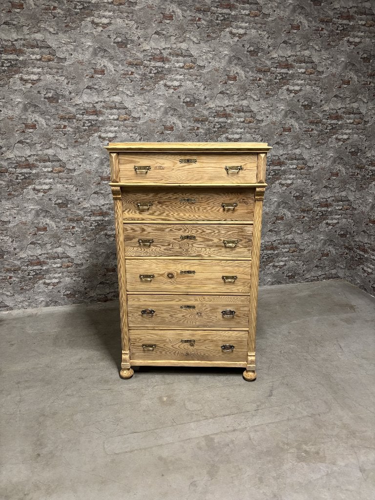 Antiek grenen komode | ladekast, Huis en Inrichting, Kasten | Ladekasten, Antiek, Info@antiekgroothandel.com, 5 laden of meer
